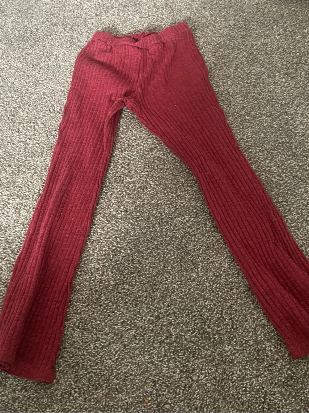 Kids Ribbed Knit Pants - Red
